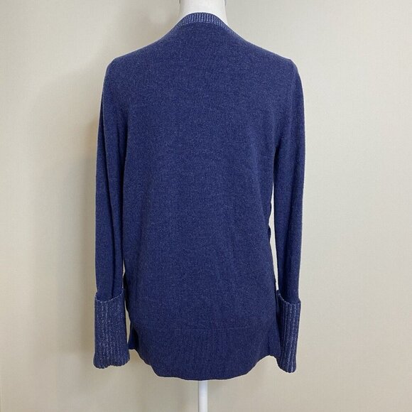 Veronica Beard CASHMERE Navy V Neck Folded Cuffs Soft Pullover Sweater Small - Picture 5 of 10